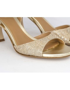 Chantal Sandalo Elegante Stiletto Strass Laminato Platino