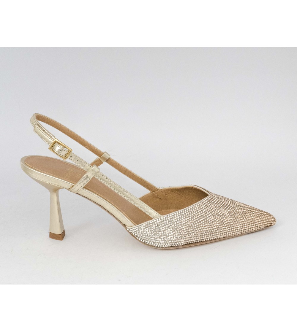 Chantal Slingback Cerimonia Strass Sfumato Laminato Platino