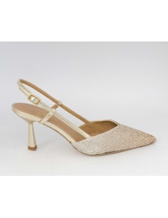 Chantal Slingback Cerimonia Strass Sfumato Laminato Platino