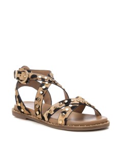 Carmela Sandalo alla Caviglia Etrusca Borchie Pelle Animalier