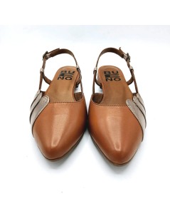 Bueno Slingback Ballerina Braccialetto Fibbia Laminata Cuoio Bronzo
