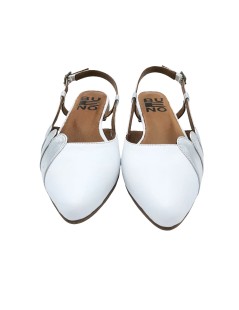 Bueno Slingback Ballerina Braccialetto Fibbia Laminata Bianco Argento
