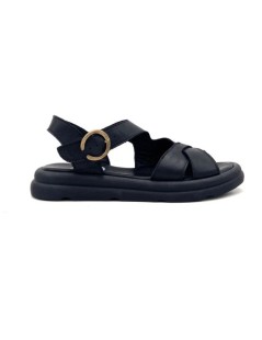 Bueno Sandalo Zeppa Fascia Incrocio Trasversale Fibbia Nero