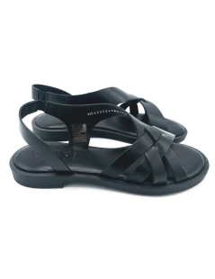 Vueva Sandalo Tacco Basso Fasce Intreccio Elastico Tallone Nero