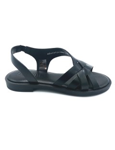 Vueva Sandalo Tacco Basso Fasce Intreccio Elastico Tallone Nero