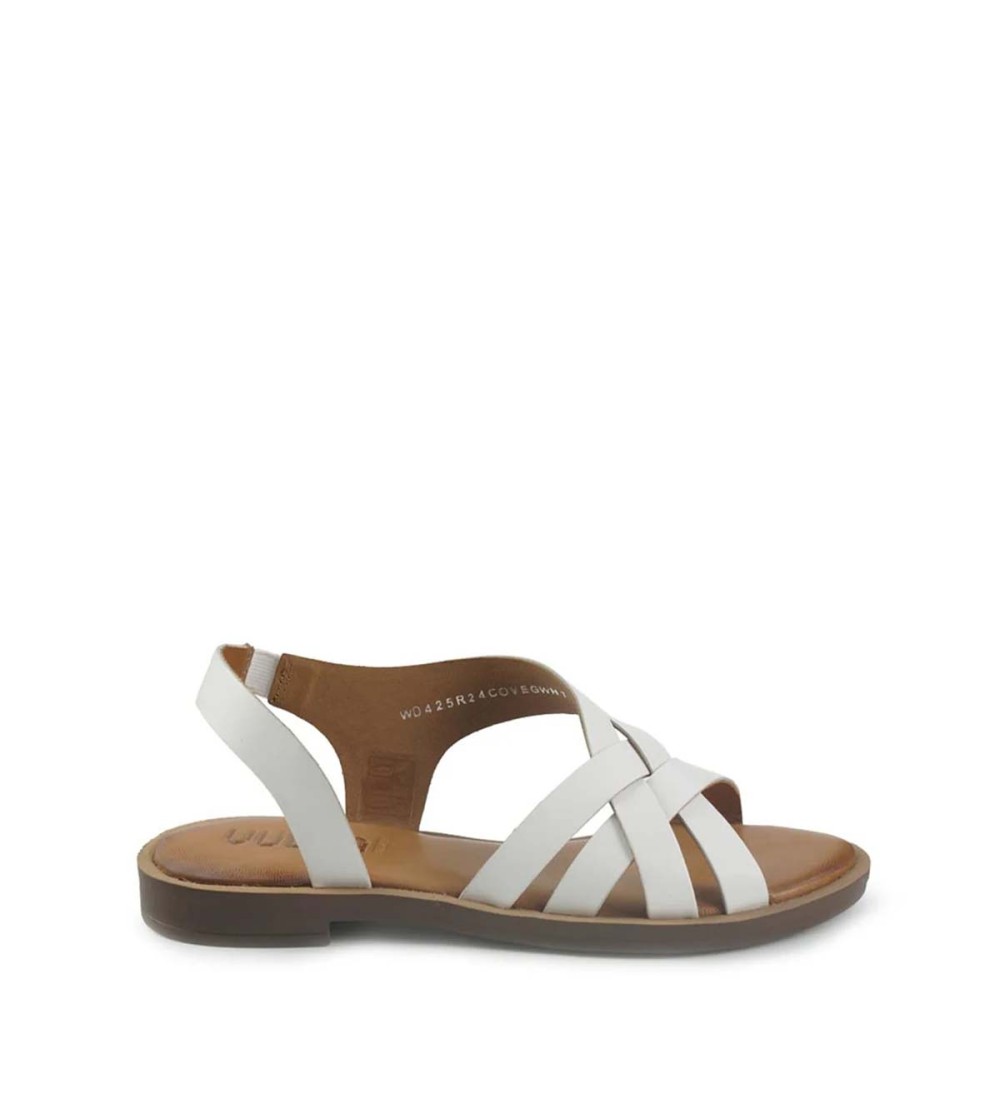 Vueva Sandalo Tacco Basso Fasce Intreccio Elastico Tallone Bianco