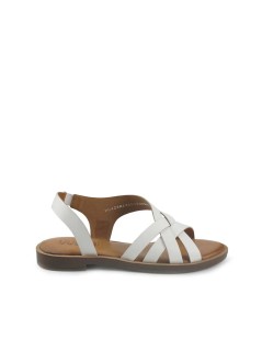 Vueva Sandalo Tacco Basso Fasce Intreccio Elastico Tallone Bianco