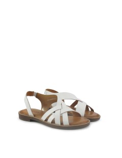 Vueva Sandalo Tacco Basso Fasce Intreccio Elastico Tallone Bianco