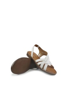 Vueva Sandalo Tacco Basso Fasce Intreccio Elastico Tallone Bianco