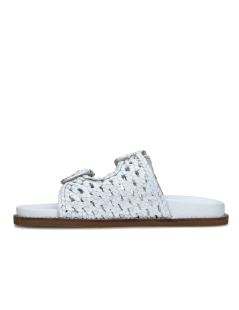 Ekp Ciabatta Fasce Intrecciate Con Fibbia Laminata Bianco