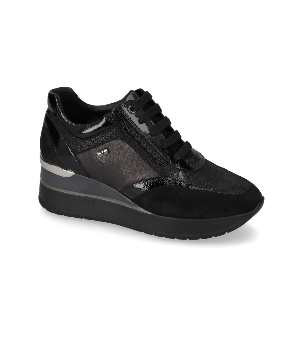 Valleverde Sneakers Fondo Medio Zip Laterale Loghi Nero
