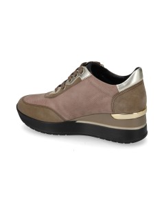 Valleverde Sneakers Fondo Medio Zip Laterale Dettagli Laminati Visone