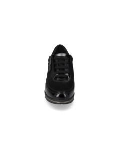 Valleverde Sneakers Fondo Medio Zip Laterale Dettagli Naplak Nero