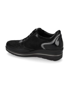 Valleverde Sneakers Fondo Medio Zip Laterale Dettagli Naplak Nero