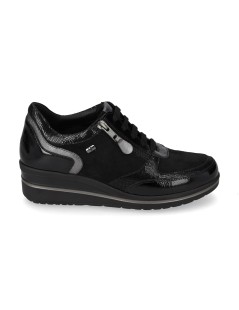 Valleverde Sneakers Fondo Medio Zip Laterale Dettagli Naplak Nero