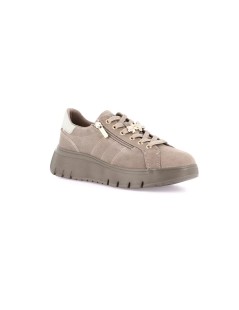 Grunland Sneakers Sport Chic Zip Laterale Charme Camoscio Taupe