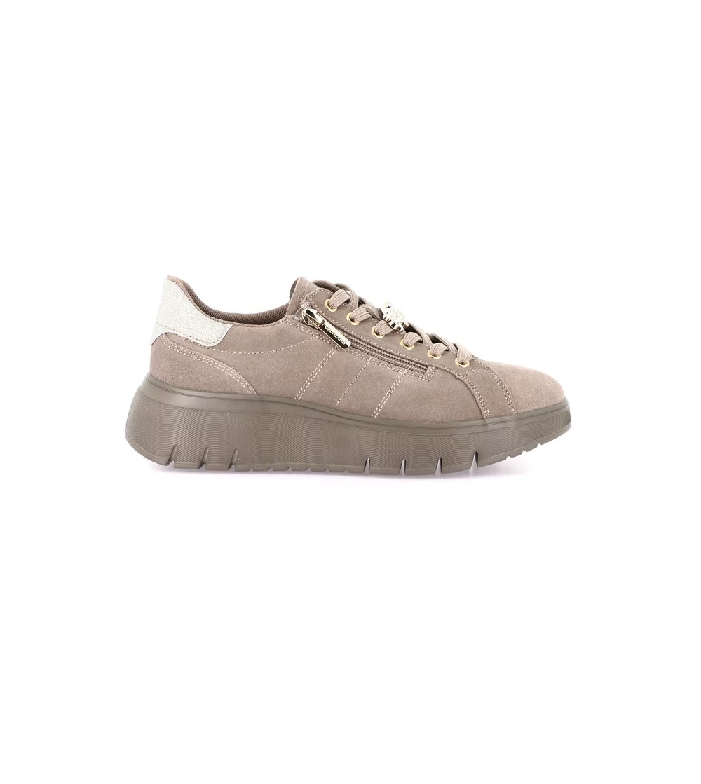Grunland Sneakers Sport Chic Zip Laterale Charme Camoscio Taupe