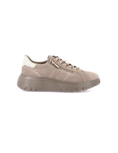 Grunland Sneakers Sport Chic Zip Laterale Charme Camoscio Taupe