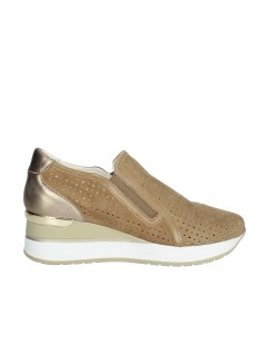 Cinzia Soft Slip-on Camoscio Traforato Zeppa Alta Taupe