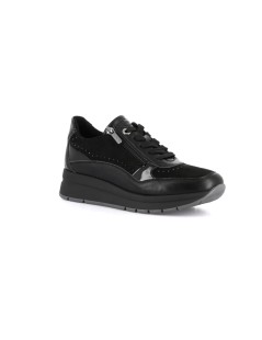 Grunland Sneakers Active con Zeppa Zip Strass Perlato Nero