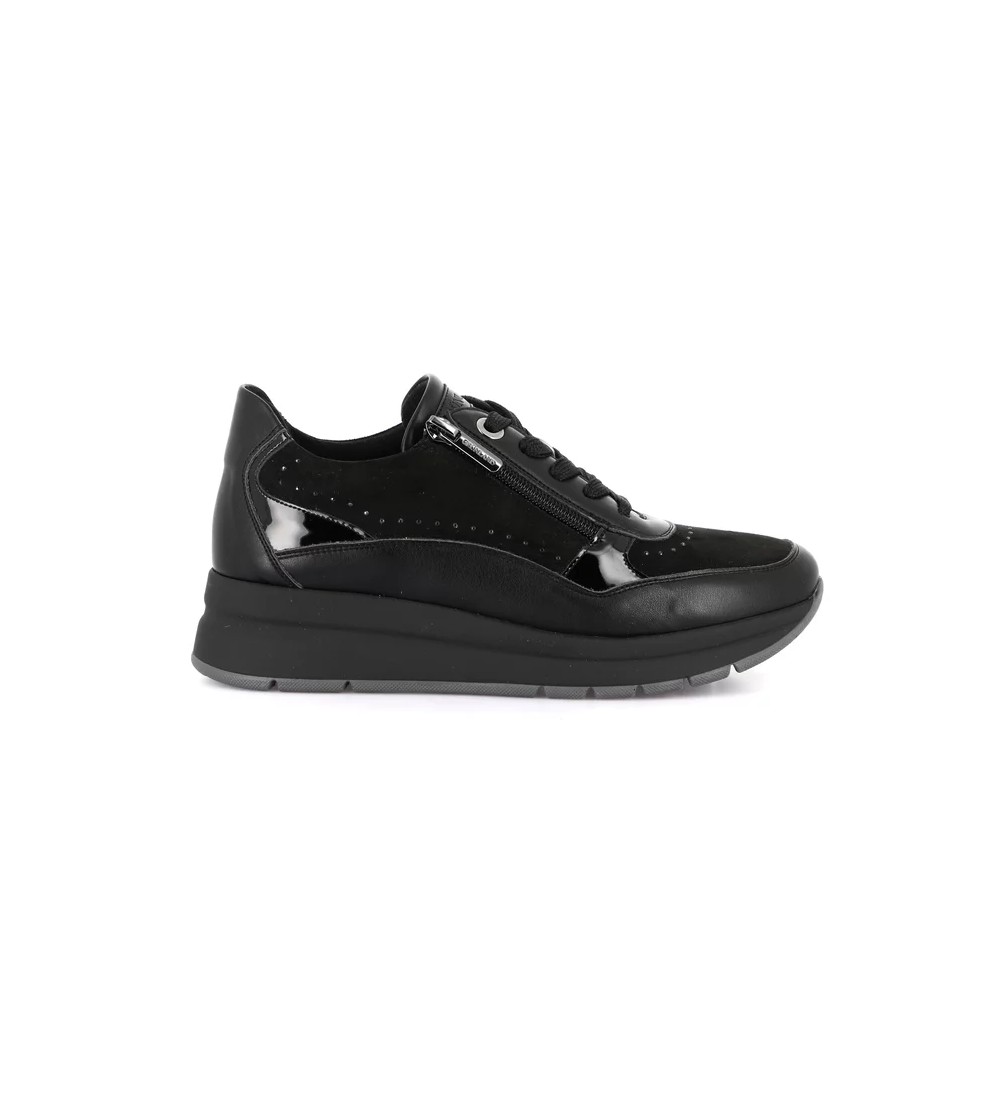 Grunland Sneakers Active con Zeppa Zip Strass Perlato Nero
