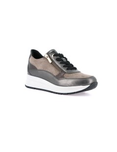 Grunland Sneakers Active con Zeppa Zip Strass Perlato Taupe