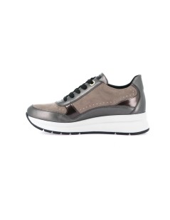 Grunland Sneakers Active con Zeppa Zip Strass Perlato Taupe