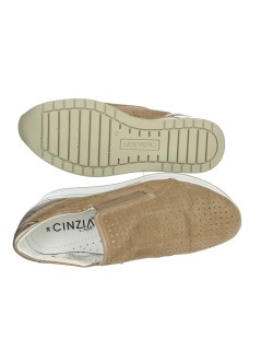 Cinzia Soft Slip-on Camoscio Traforato Zeppa Alta Taupe