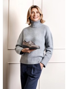 Grunland Sneakers Comfort 2 Velcro Plantare Camoscio Pelle Taupe