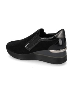 Valleverde Slipon Strass Zeppa Media Elastico Zip Nero