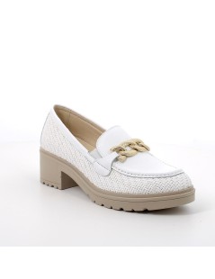 IGI &Co Mocassi Tacco Plateau Intrecciato Vaschetta Cucita Catena Bianco