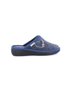 Grunland Ciabatta Morbida Tessuto Ricamo Cuore Blu