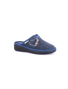 Grunland Ciabatta Morbida Tessuto Ricamo Cuore Blu