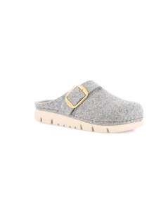 Grunland Ciabatta Zeppa Media Maxi Fibbia Tutto Feltro Cenere