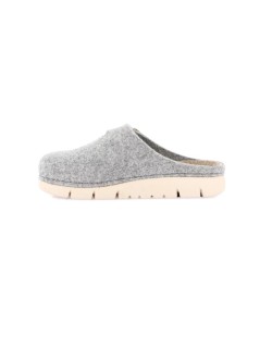 Grunland Ciabatta Zeppa Media Maxi Fibbia Tutto Feltro Cenere