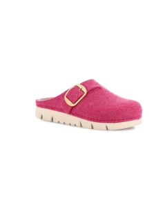Grunland Ciabatta Zeppa Media Maxi Fibbia Tutto Feltro Fuxia