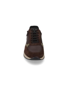 Valleverde Sneakers Fondo Medio Zip Dettagli Camoscio Marrone