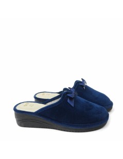 Susimoda Ciabatta Zeppa Scollo V Fiocco Plantare Ergonomico Blu