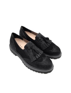 F.lli Tomasi Mocassino Coda di Rondine Frangia Nappine Nero