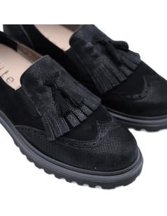 F.lli Tomasi Mocassino Coda di Rondine Frangia Nappine Nero