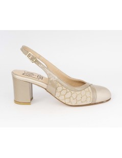 Confort Slingback Classic Tacco Medio Camoscio Champagne
