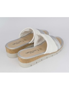 Grunland Ciabatta Zeppa Media Monofascia Pieghe Bicolore Bianco Argento