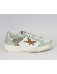 Méliné Sneakers Goose Fondo Sfumato Zebra Laminato Bianco Verde