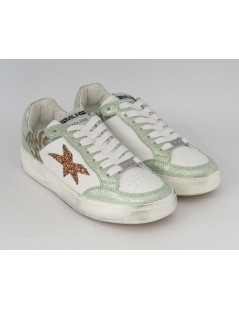 Méliné Sneakers Goose Fondo Sfumato Zebra Laminato Bianco Verde