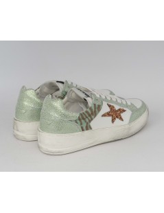 Méliné Sneakers Goose Fondo Sfumato Zebra Laminato Bianco Verde