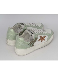 Méliné Sneakers Goose Fondo Sfumato Zebra Laminato Bianco Verde