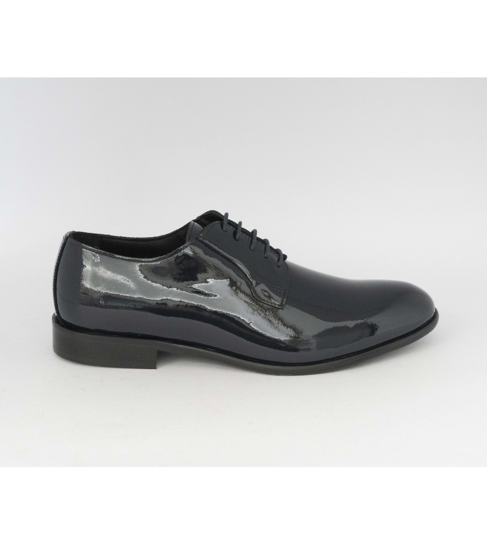 Rogal's Stringate Uomo Derby Cerimonia Vernice Blu Scuro