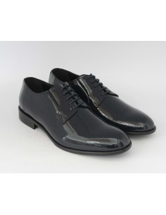 Rogal's Stringate Uomo Derby Cerimonia Vernice Blu Scuro