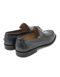 Rogal's Mocassino Liscio Spazzolato Cucito Fondo Cuoio Blu