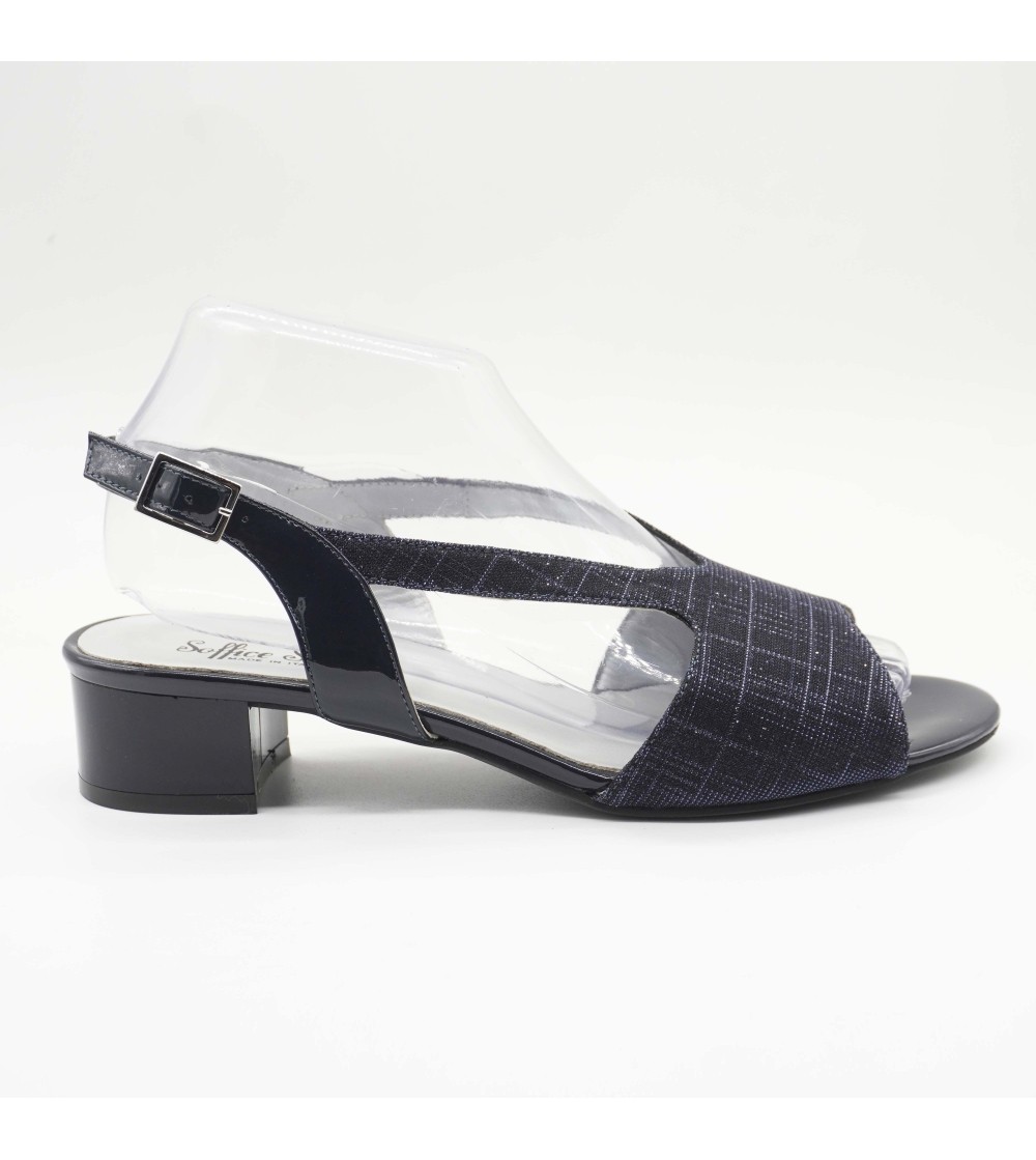 Soffice Sogno Sandalo Classic Cerimonia Glitter Vernice Blu